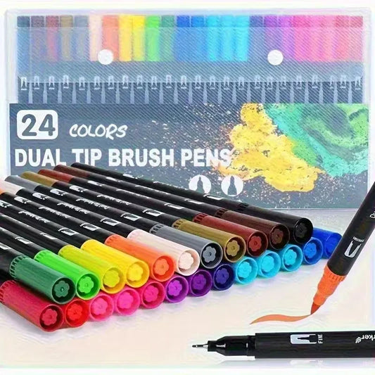 24-Vibrant Double-Ended Watercolor Markers